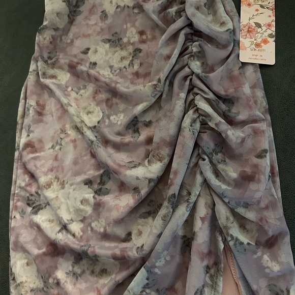 Floral Pink and Gray Dress - Picture 2 of 4